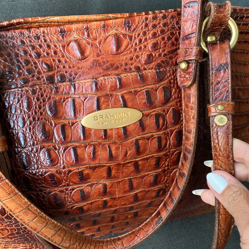 Brahmin Leather Croc Tote. - Picture 3 of 8